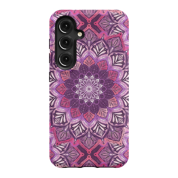 Galaxy S24 StrongFit Perfect Pearly Plum Mandala by Micklyn Le Feuvre