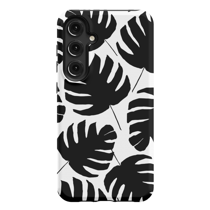 Galaxy S24 Plus StrongFit Black & White Monstera by Amaya Brydon