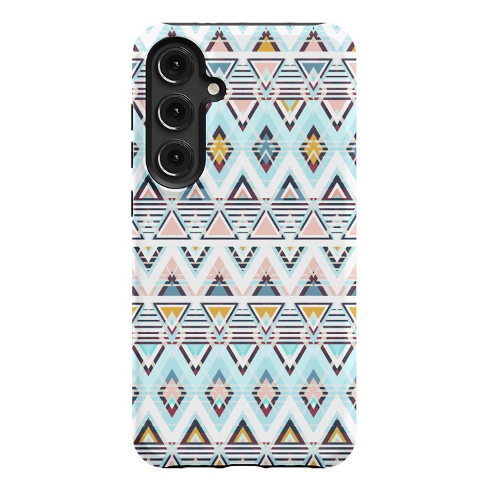 Galaxy S24 Plus StrongFit Colorful ethnic tribal triangles by Oana 