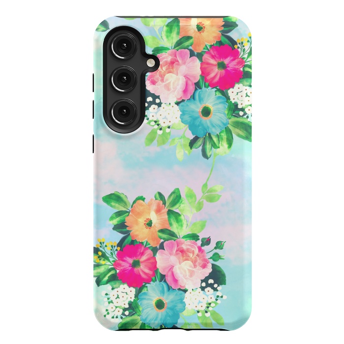 Galaxy S24 Plus StrongFit Girly Vintage Roses Floral Watercolor Paint by InovArts