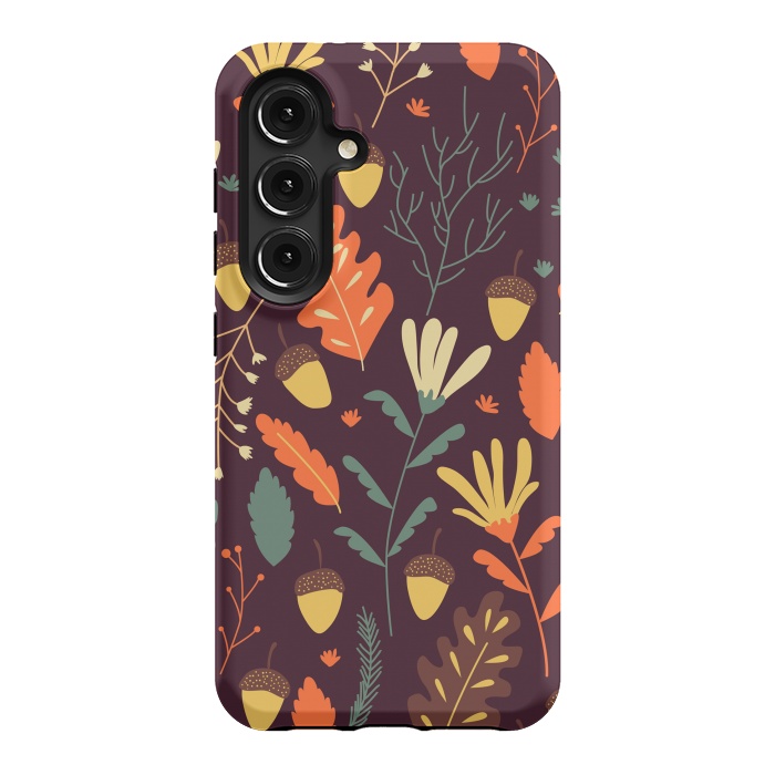 Galaxy S24 StrongFit Autumn Pattern With Red and Orange Leaves by ArtsCase