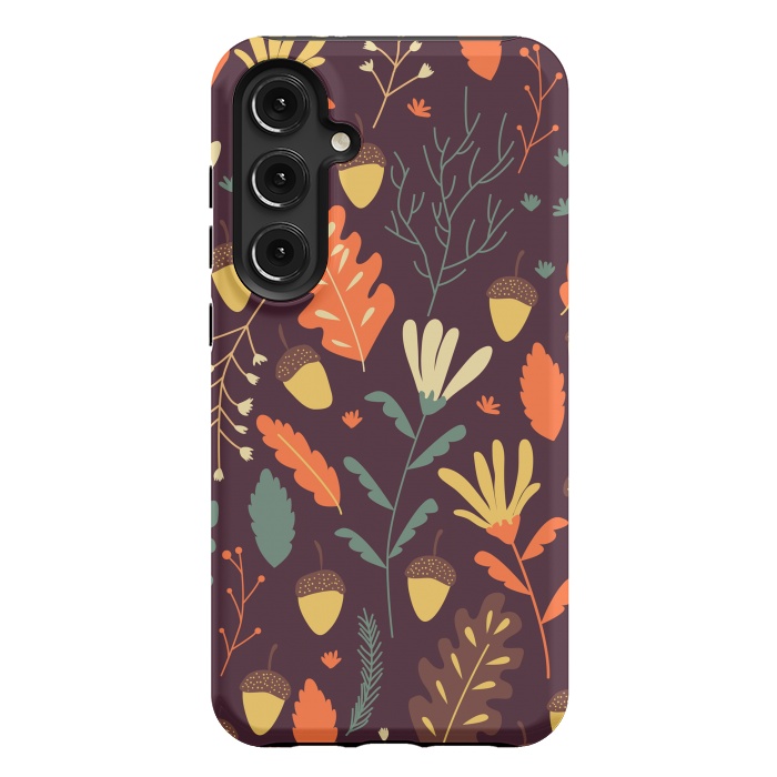 Galaxy S24 Plus StrongFit Autumn Pattern With Red and Orange Leaves by ArtsCase