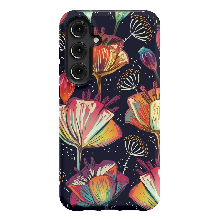 Galaxy S24 Plus StrongFit Colorful Seamless Vector Pattern with Flowers and Plants by ArtsCase