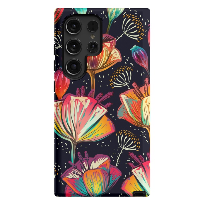 Galaxy S24 Ultra StrongFit Colorful Seamless Vector Pattern with Flowers and Plants by ArtsCase