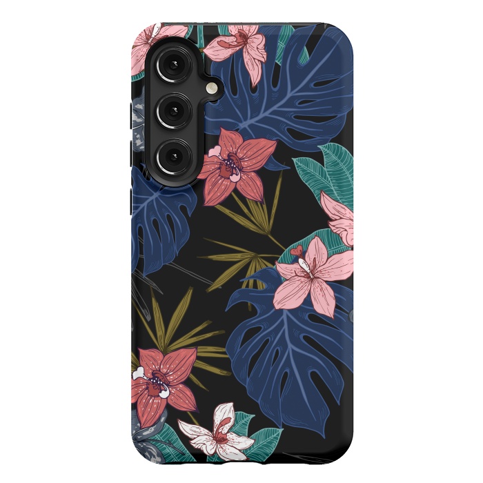 Galaxy S24 Plus StrongFit Tropical Plants, Flowers and Leaves Seamless Pattern 12 by ArtsCase