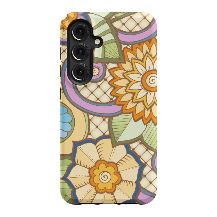 Galaxy S24 StrongFit Daisies Pattern with Circle Elements IV by ArtsCase