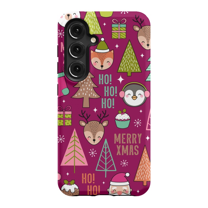 Galaxy S24 StrongFit Pine Trees and Christmas Elements Seamless Pattern by ArtsCase