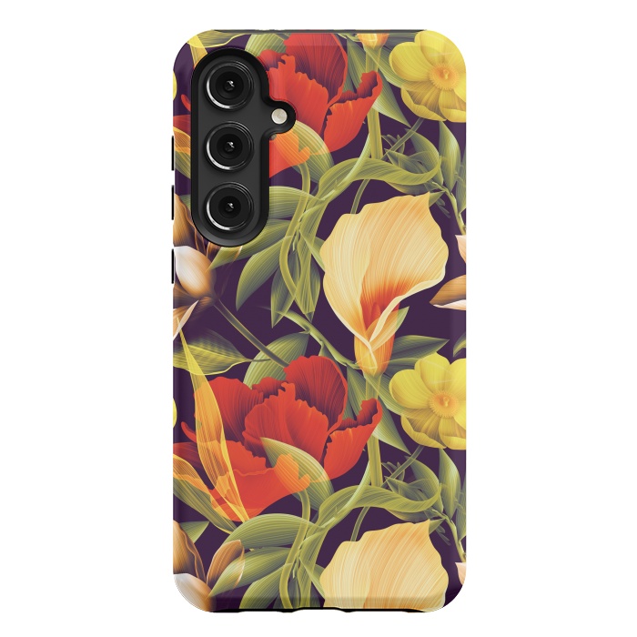 Galaxy S24 Plus StrongFit Seamless Tropical Flower Plant and Leaf Pattern by ArtsCase