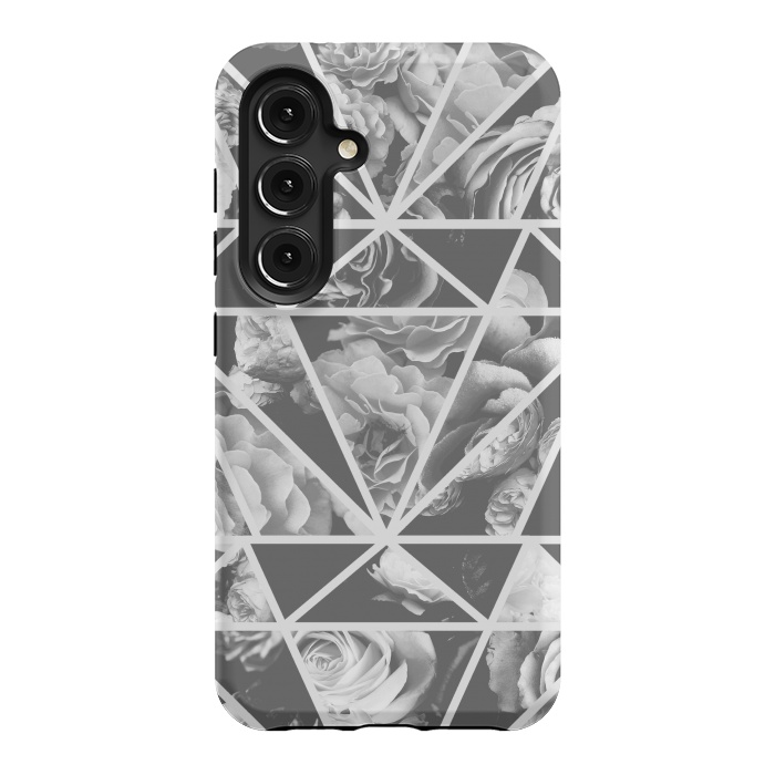 Galaxy S24 StrongFit Gray rose petals geo collage by Oana 