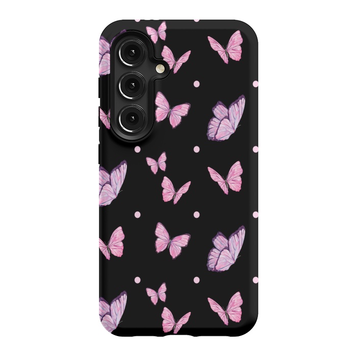 Galaxy S24 StrongFit CUTE PINK PURPLE BUTTERFLY PATTERN by MALLIKA