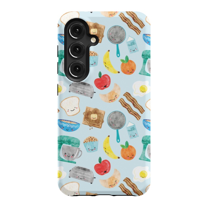 Galaxy S24 StrongFit Happy and Cute Breakfast Foods by Noonday Design
