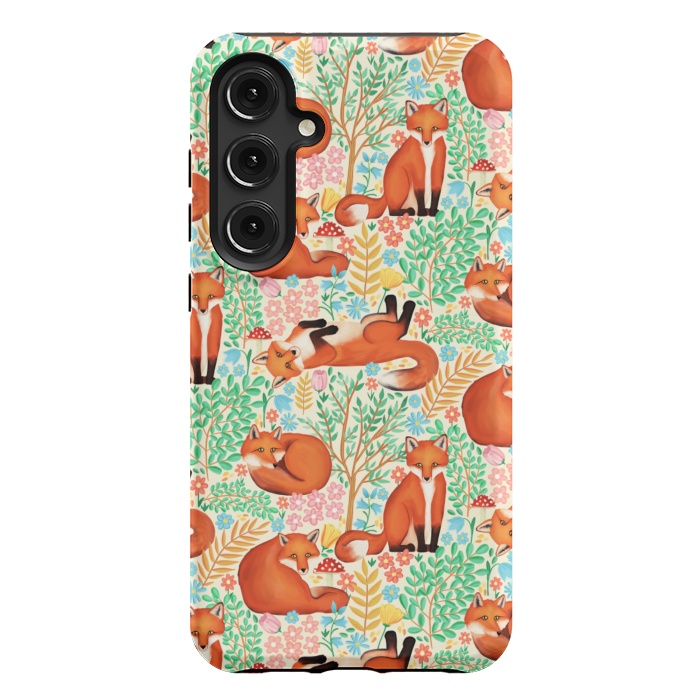 Galaxy S24 Plus StrongFit Little Foxes in a Fantasy Forest on Cream by Tangerine-Tane