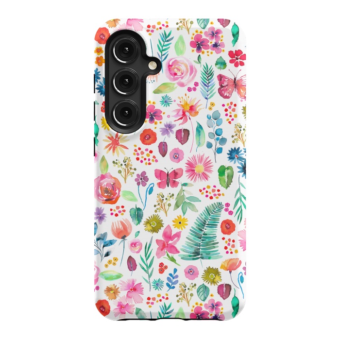 Galaxy S24 StrongFit Colorful Botanical Plants and Flowers by Ninola Design
