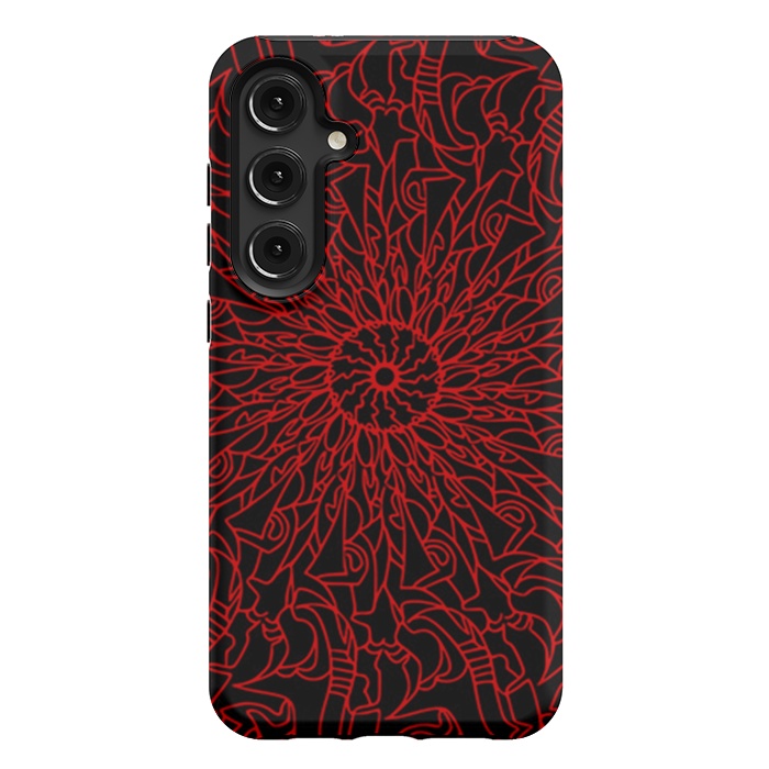 Galaxy S24 Plus StrongFit Red Mandala intricate pattern by Josie