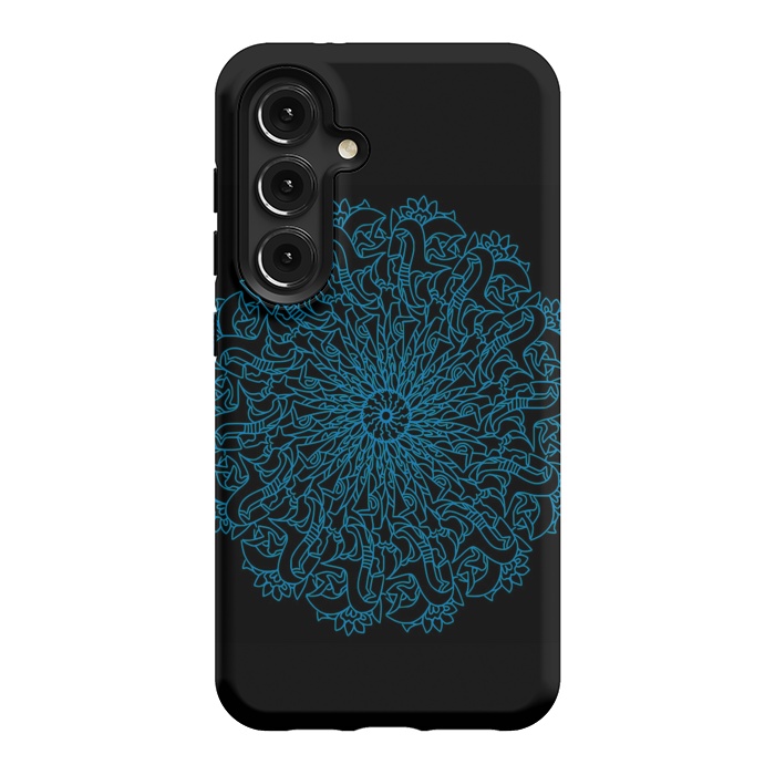 Galaxy S24 StrongFit Blue floral mandalas by Josie