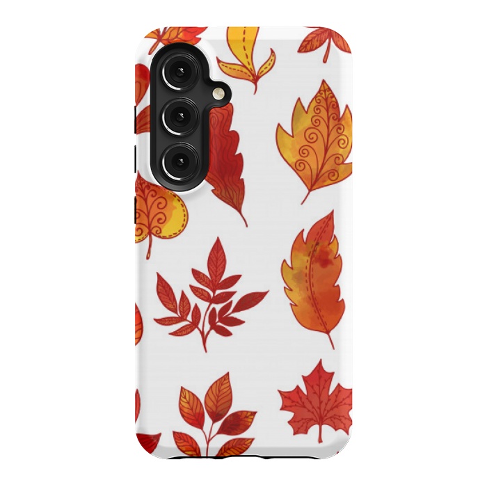 Galaxy S24 StrongFit orange leaves pattern 4  by MALLIKA