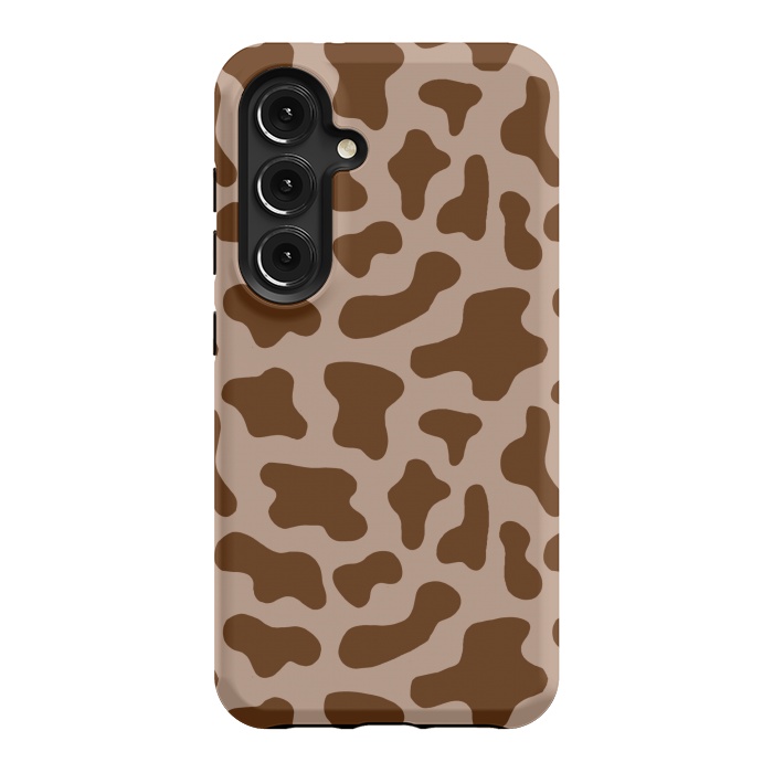 Galaxy S24 StrongFit Chocolate Milk Brown Cow Print by Julie Erin Designs