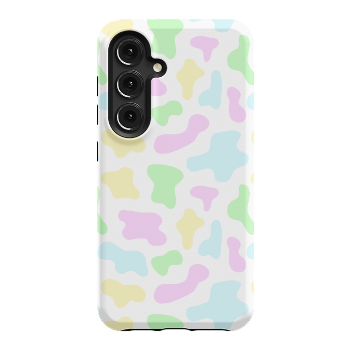 Galaxy S24 StrongFit Pastel Rainbow Cow Print by Julie Erin Designs
