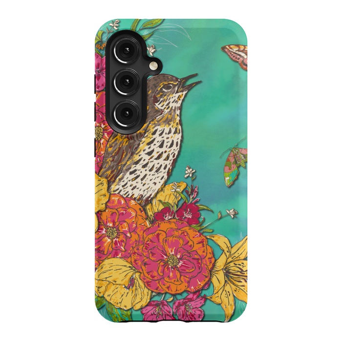 Galaxy S24 StrongFit Floral Songthrush by Lotti Brown