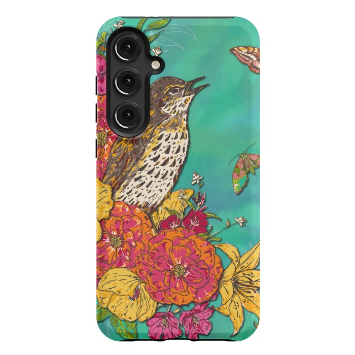 Galaxy S24 Plus StrongFit Floral Songthrush by Lotti Brown