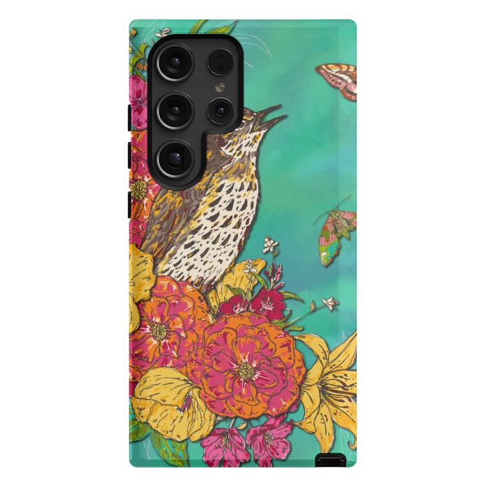 Galaxy S24 Ultra StrongFit Floral Songthrush by Lotti Brown