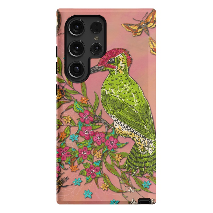 Galaxy S24 Ultra StrongFit Floral Woodpecker by Lotti Brown