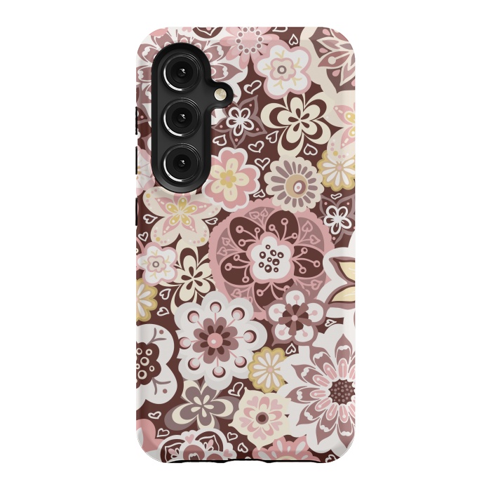 Galaxy S24 StrongFit Bouquet of Blooms-Brown and Yellow by Paula Ohreen