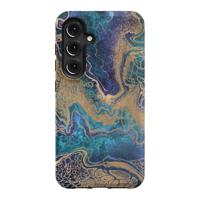 Galaxy S24 StrongFit Abstract Background Blue Gold Marble by ArtsCase