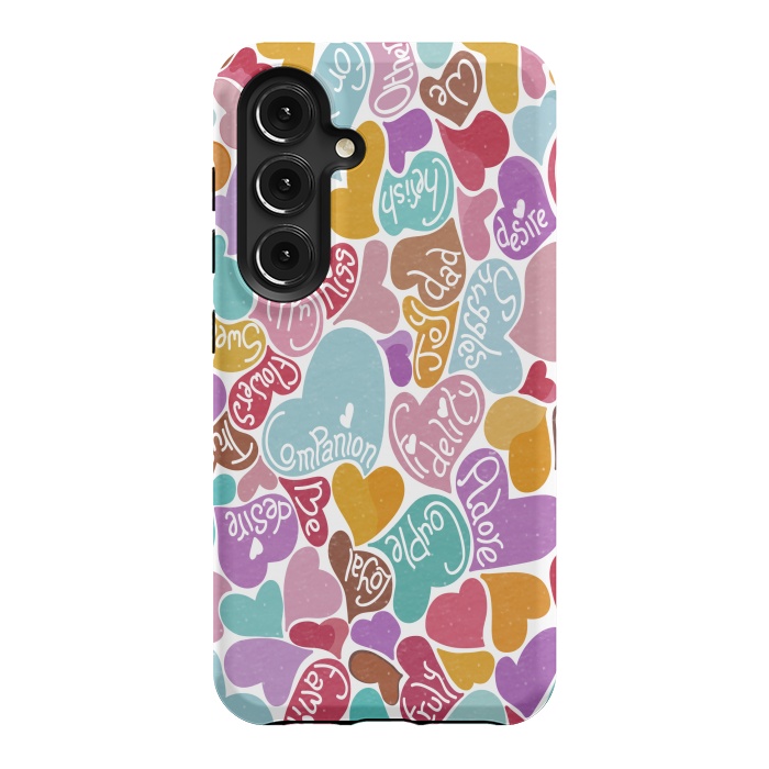Galaxy S24 StrongFit Multicolored Love hearts with loving words by Paula Ohreen