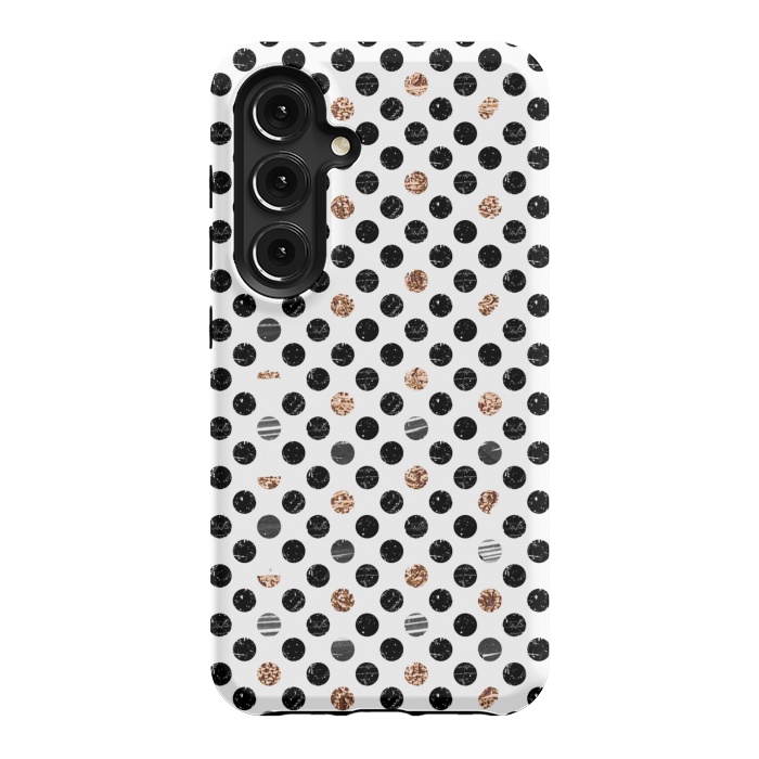 Galaxy S24 StrongFit Ink and gold glitter polka dots by Oana 