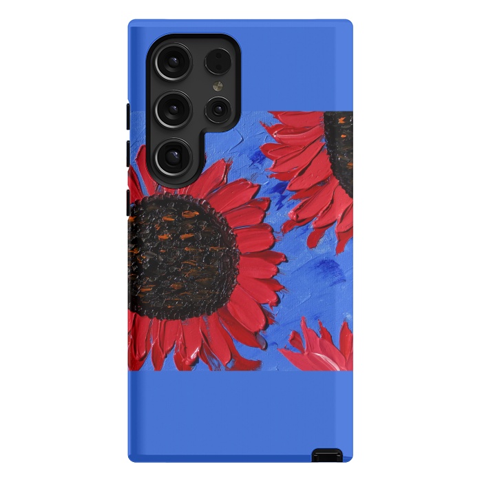 Galaxy S24 Ultra StrongFit Red sunflowers art by ArtKingdom7