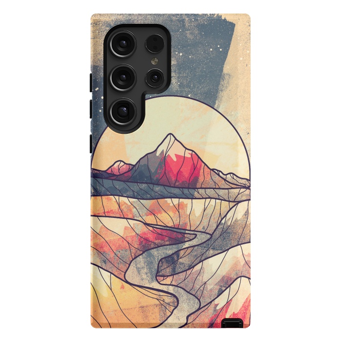 Galaxy S24 Ultra StrongFit Retro river mountains by Steve Wade (Swade)