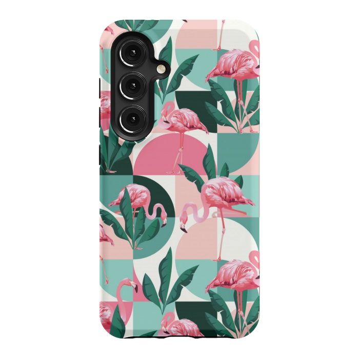 Galaxy S24 StrongFit square flamingo pattern  by MALLIKA