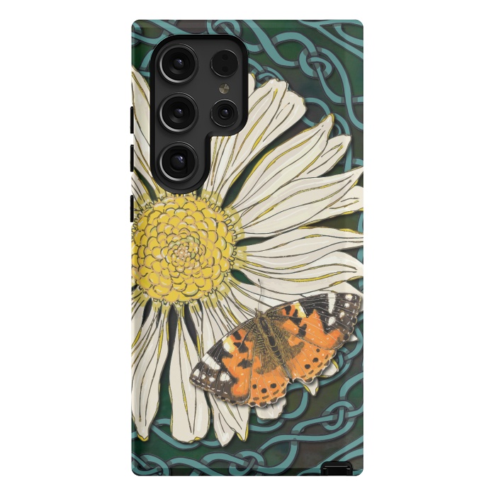 Galaxy S24 Ultra StrongFit Daisy and Butterfly by Lotti Brown