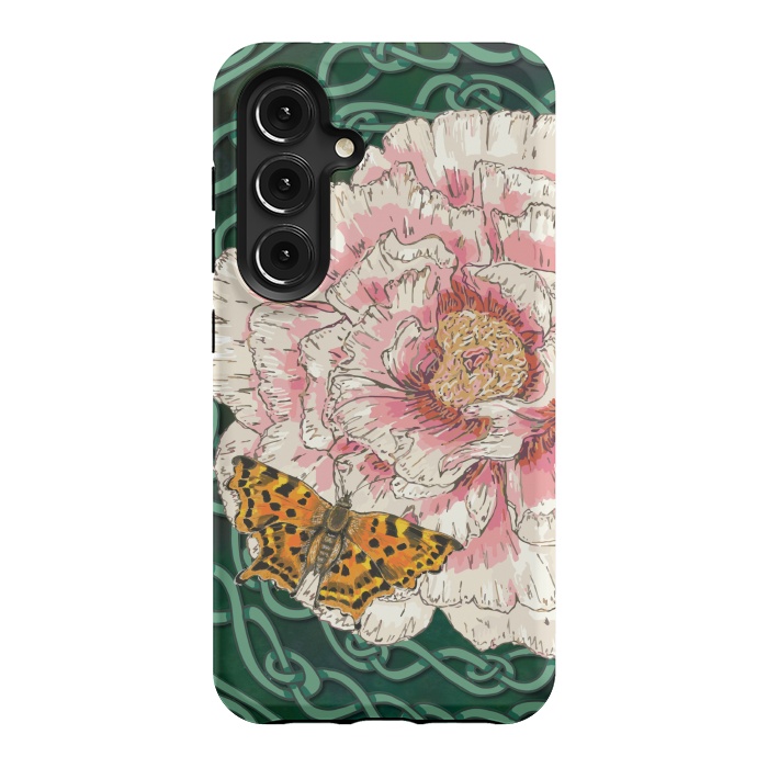 Galaxy S24 StrongFit Peony and Butterfly by Lotti Brown