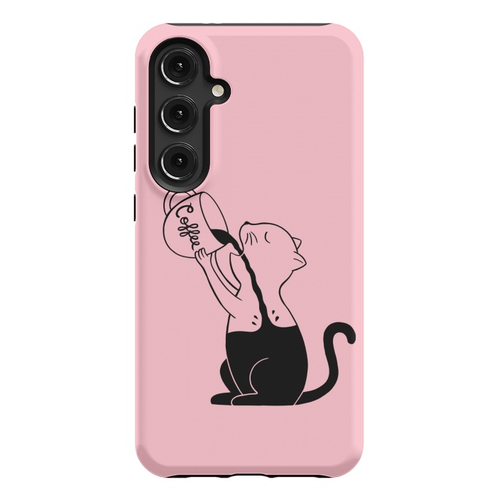 Galaxy S24 Plus StrongFit Cat full coffee Pink by Coffee Man