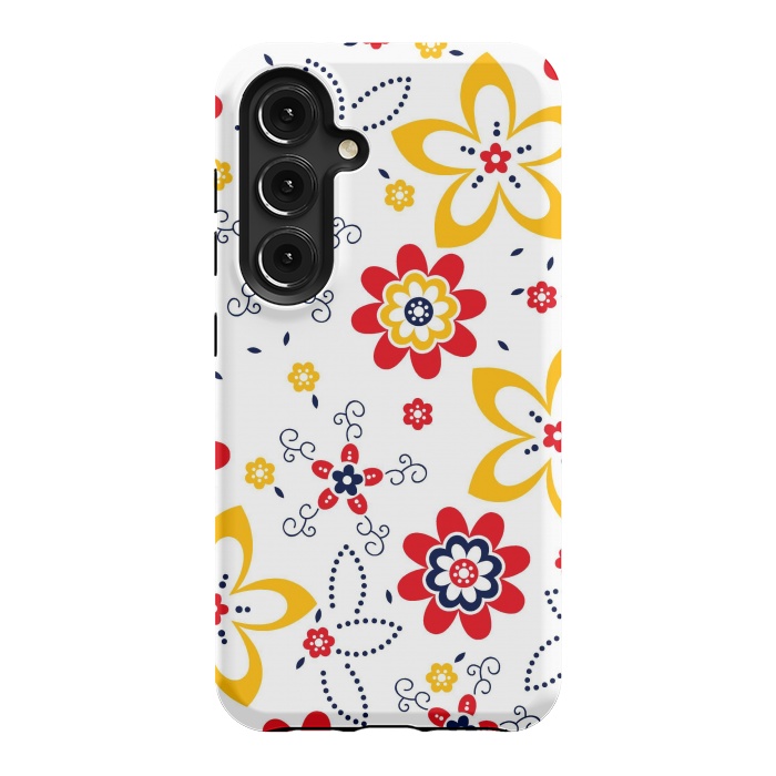 Galaxy S24 StrongFit Daisies pattern with circle elements by ArtsCase