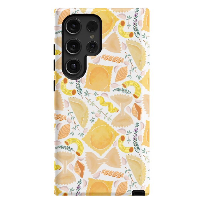 Galaxy S24 Ultra StrongFit Pasta Pattern on White by Tangerine-Tane