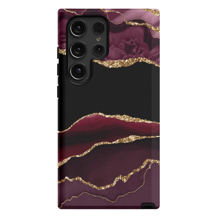 Galaxy S24 Ultra StrongFit burgundy agate marble by haroulita