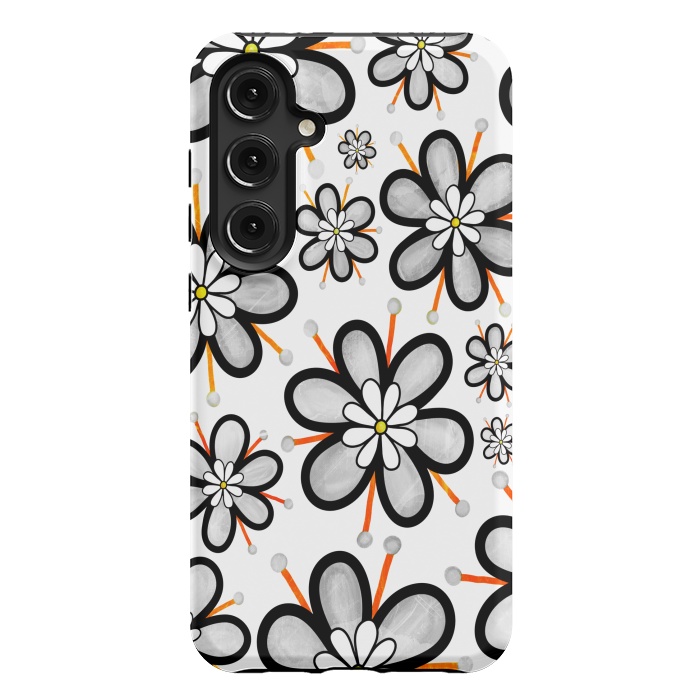 Galaxy S24 Plus StrongFit gray flowers  by haroulita