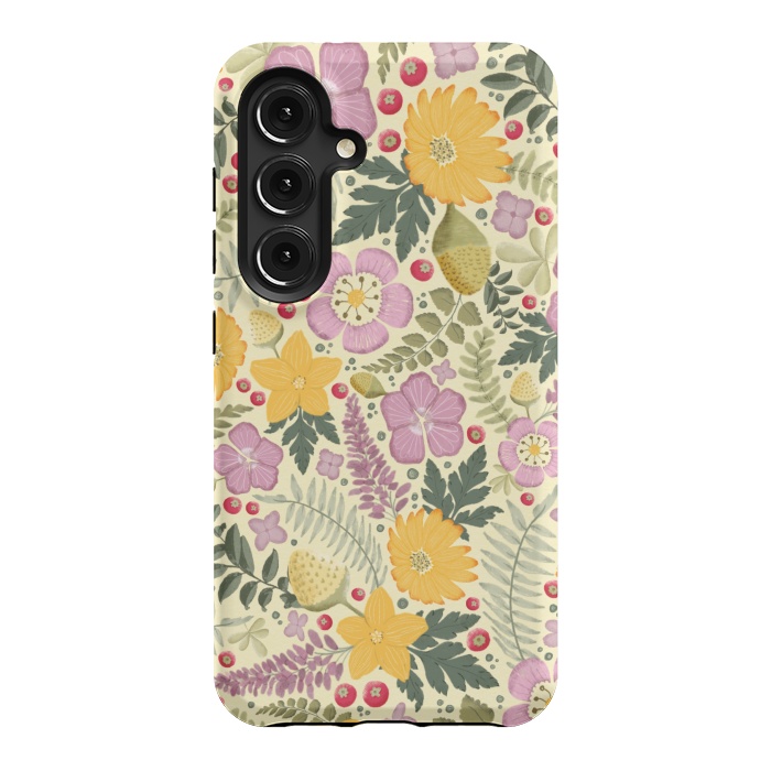 Galaxy S24 StrongFit Olive's Garden in Yellow and Pink by Paula Ohreen