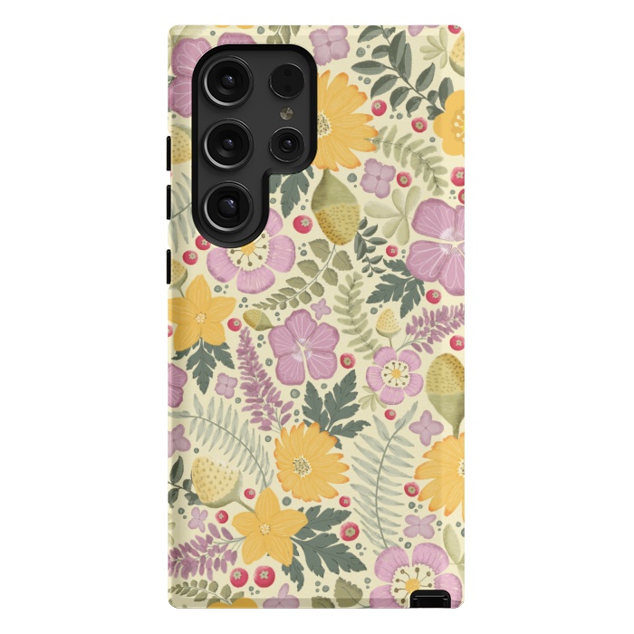 Galaxy S24 Ultra StrongFit Olive's Garden in Yellow and Pink by Paula Ohreen