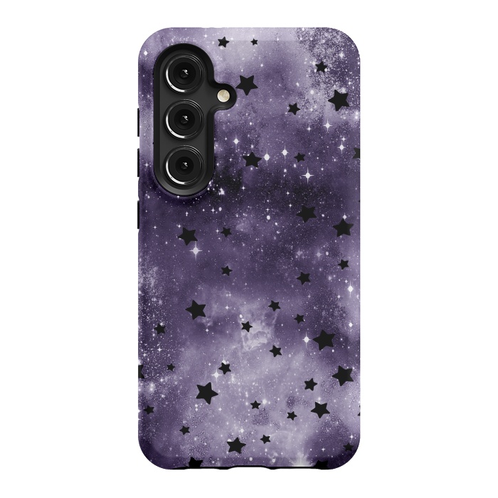 Galaxy S24 StrongFit Dark purple starry galaxy - celestial pattern by Oana 