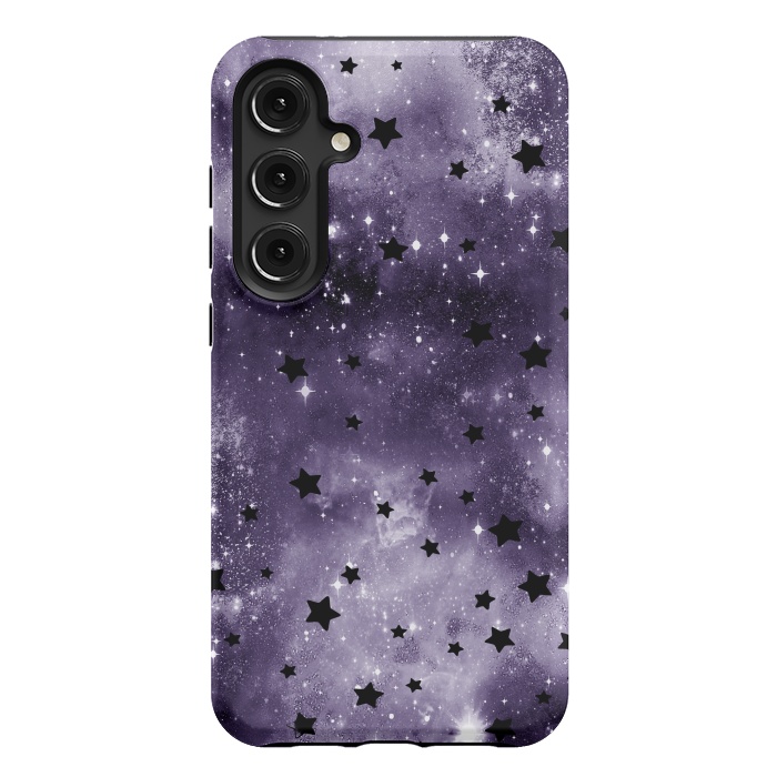 Galaxy S24 Plus StrongFit Dark purple starry galaxy - celestial pattern by Oana 