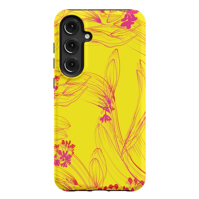 Galaxy S24 Plus StrongFit abstract pink yellow florals by MALLIKA