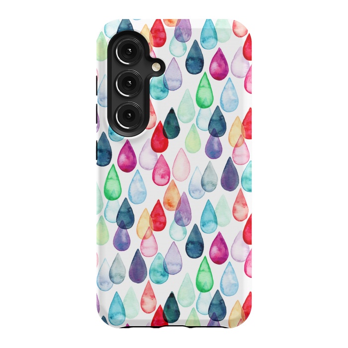 Galaxy S24 StrongFit Watercolour Rainbow Drops by Tangerine-Tane