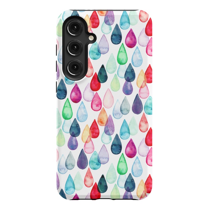 Galaxy S24 Plus StrongFit Watercolour Rainbow Drops by Tangerine-Tane