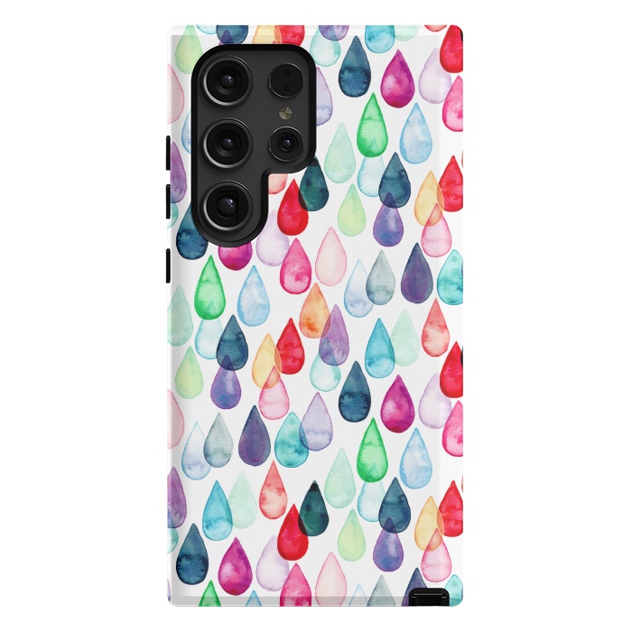 Galaxy S24 Ultra StrongFit Watercolour Rainbow Drops by Tangerine-Tane