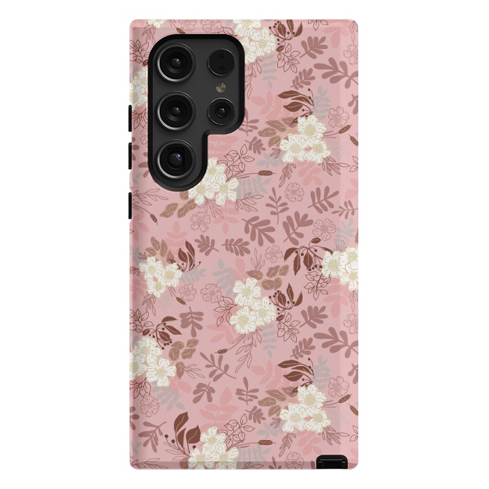 Galaxy S24 Ultra StrongFit Autumnal Florals in Pink and White by Paula Ohreen