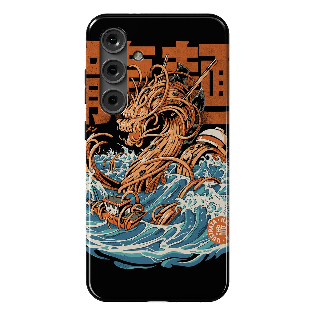 Galaxy S24 Plus StrongFit Black Great Ramen Dragon off Kanagawa by Ilustrata